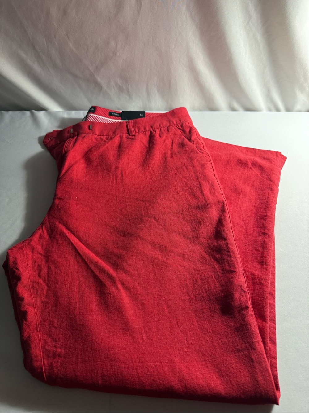 Women’s Red Casual Linen Blend Pants - Picture 2 of 10